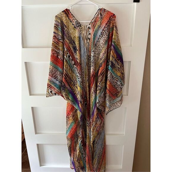 New GlGIO Kimono rainbow leopard print striped pattern with bat sleeves - Picture 6 of 14